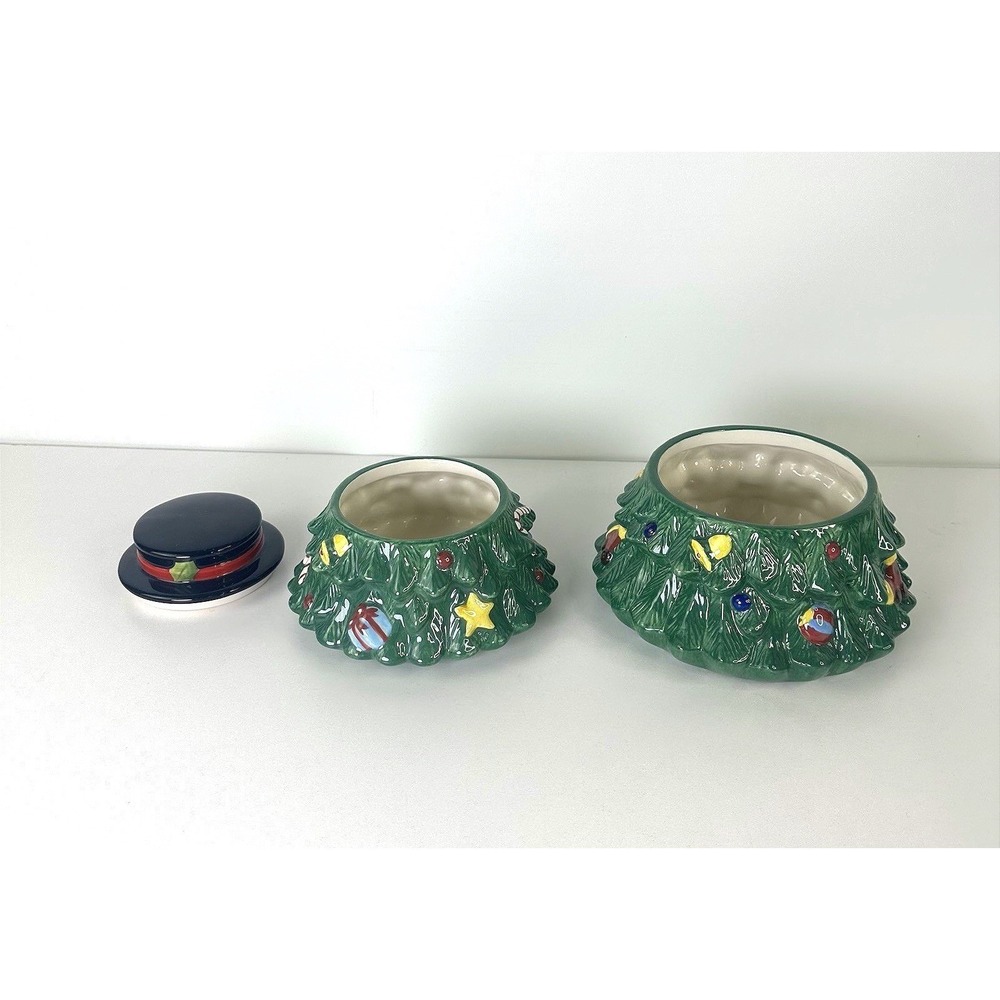 Christmas Tree Cookie Jar Candy Storage Green 3 Piece The Main Ingredients 7.5" - Picture 4 of 8